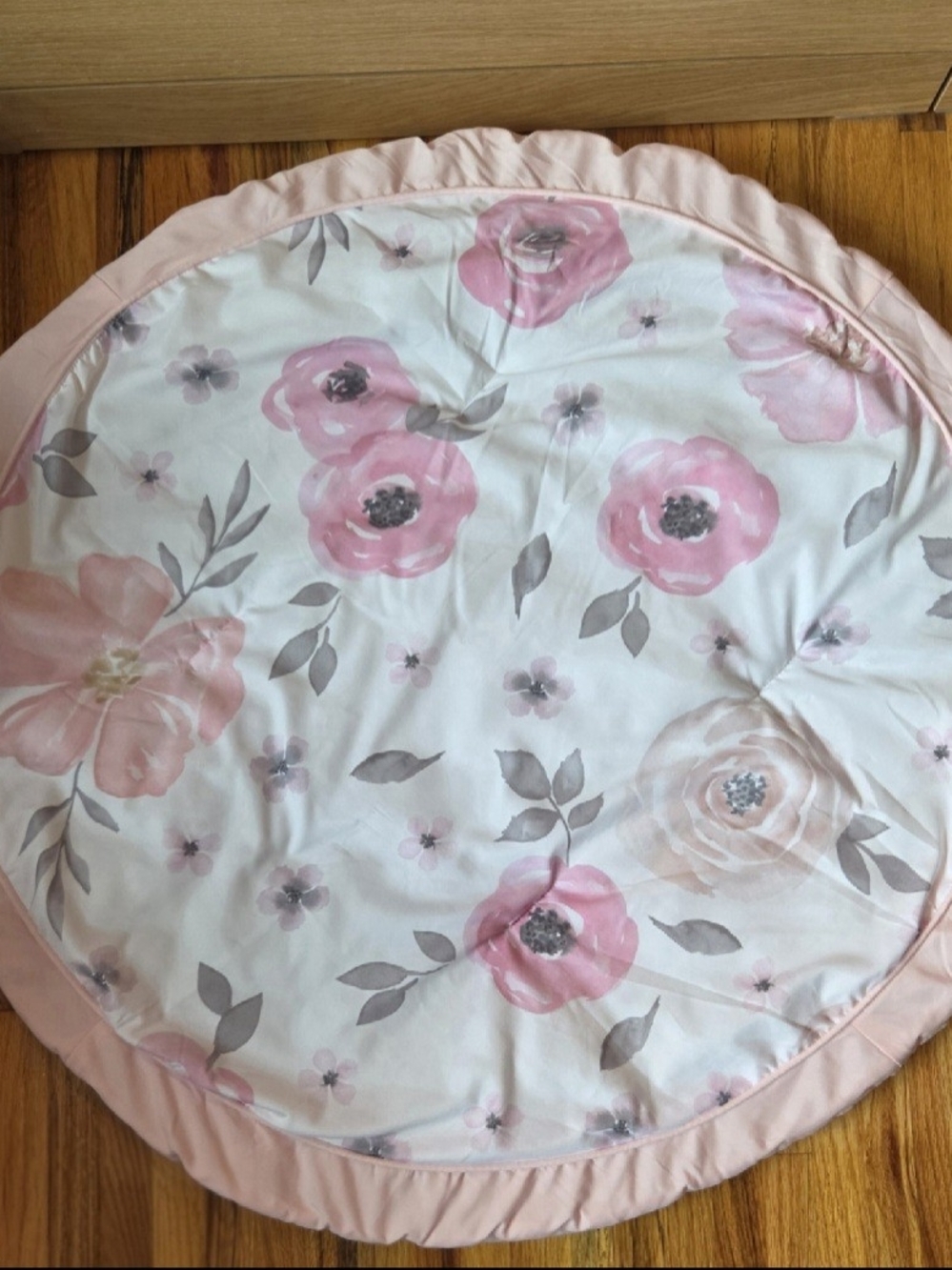 Girls Floral Round Play Mat - Pink Blossom Design